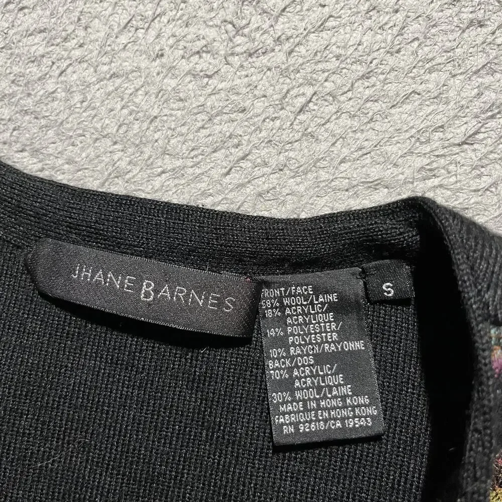 Vtg Jhane Barnes Sweater Vest Mens Small Wool Grandpa Cardigan Abstract Colorful